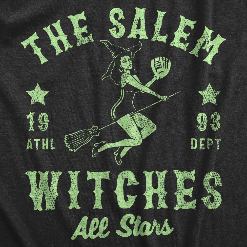 Womens The Salem Witch All Stars T Shirt Funny Halloween Witches Baseball Team Tee For Ladies Image 2