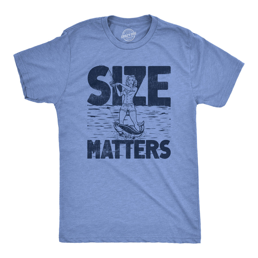 Mens Size Matters T Shirt Funny Fishing Lovers Huge Catch Joke Tee For Guys Image 1