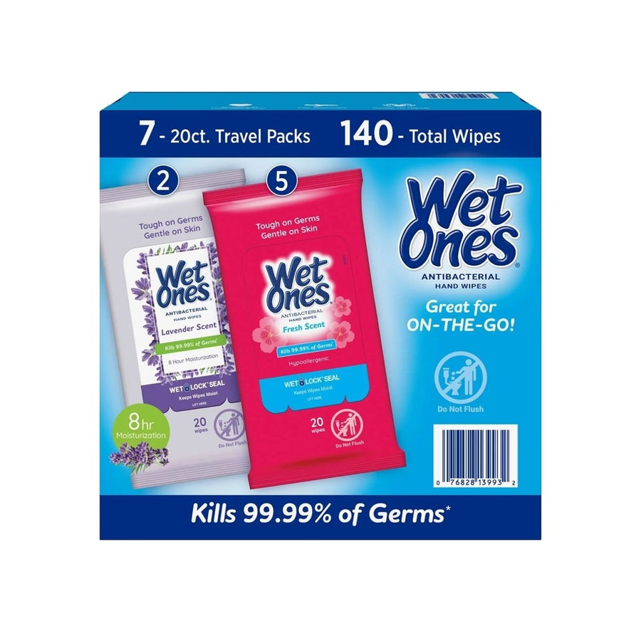 Wet Ones Antibacterial Hand Wipes Fresh Scent/Lavender 20 Count (7 Pack) Image 1