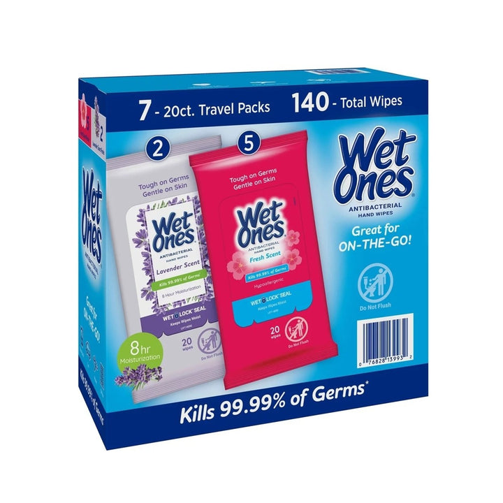 Wet Ones Antibacterial Hand Wipes Fresh Scent/Lavender 20 Count (7 Pack) Image 3