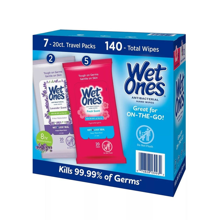 Wet Ones Antibacterial Hand Wipes Fresh Scent/Lavender 20 Count (7 Pack) Image 4