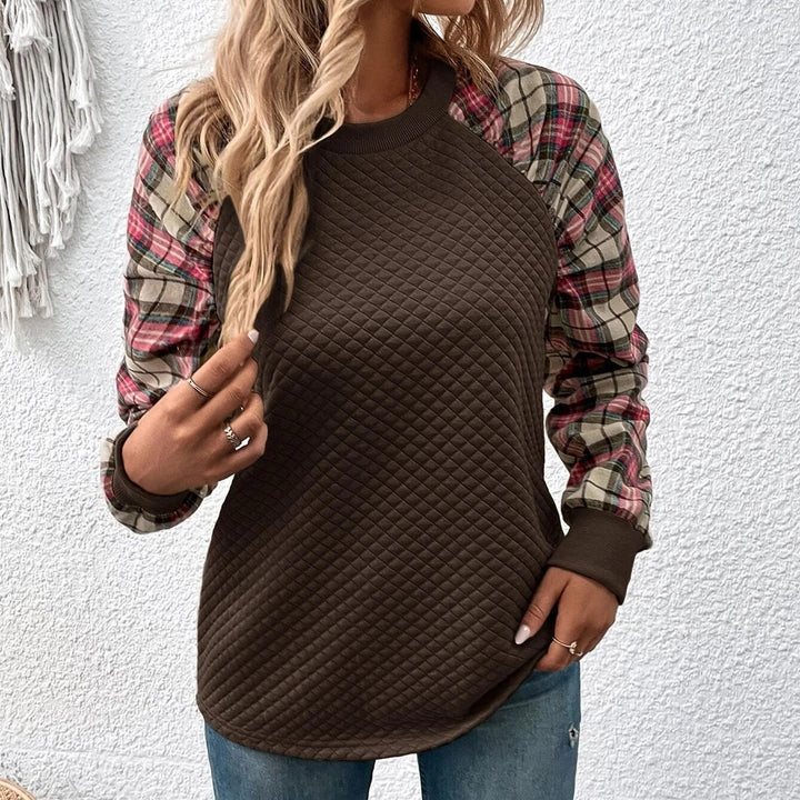 Plaid Raglan Sleeve Sweatshirt Image 6