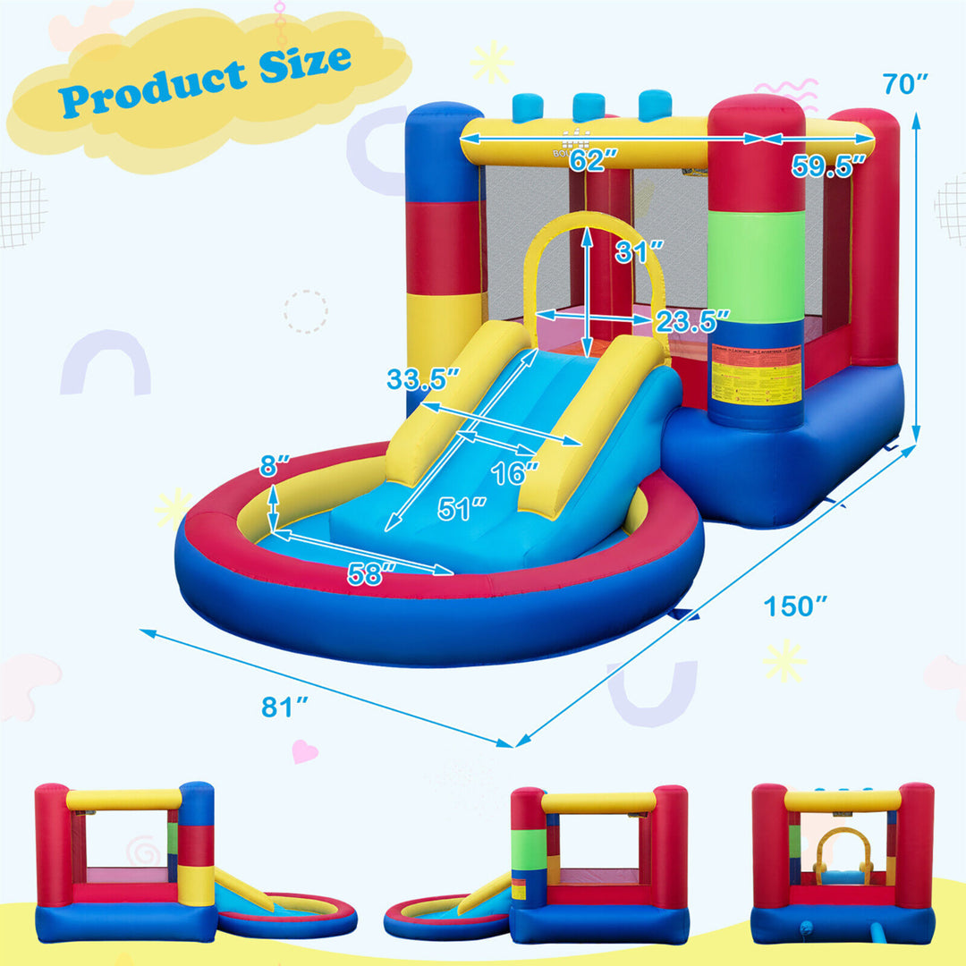 4-in-1 Inflatable Bounce House Colorful Kids Bouncy w/ Ocean Balls and 480W Blower Image 2