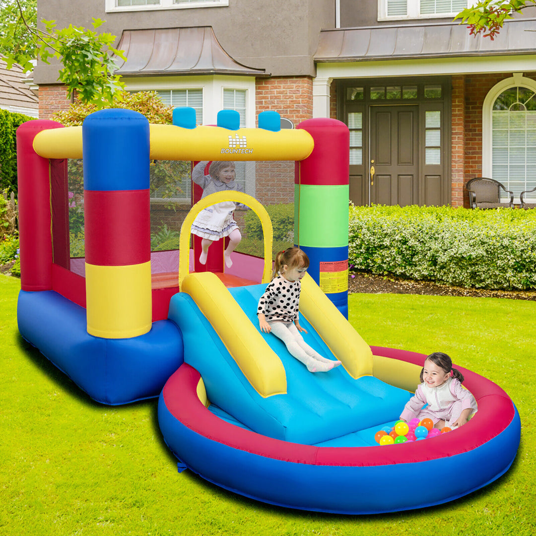 4-in-1 Inflatable Bounce House Colorful Kids Bouncy w/ Ocean Balls and 480W Blower Image 3