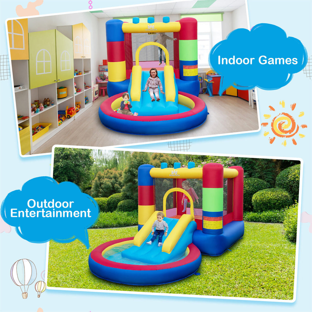 4-in-1 Inflatable Bounce House Colorful Kids Bouncy w/ Ocean Balls and 480W Blower Image 4