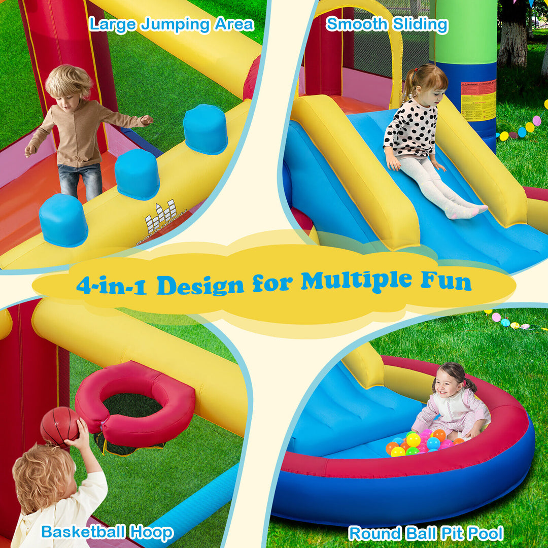 4-in-1 Inflatable Bounce House Colorful Kids Bouncy w/ Ocean Balls and 480W Blower Image 4