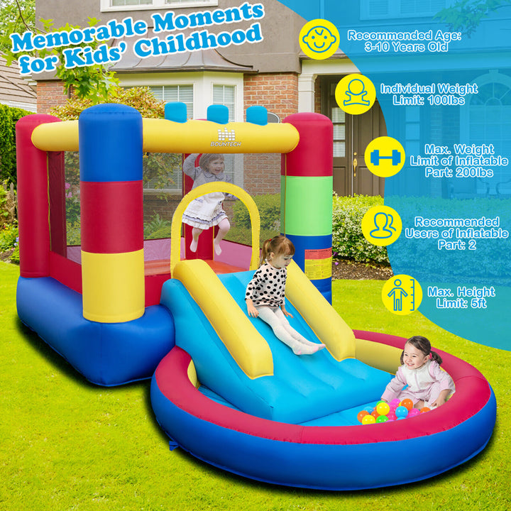 4-in-1 Inflatable Bounce House Colorful Kids Bouncy w/ Ocean Balls and 480W Blower Image 6