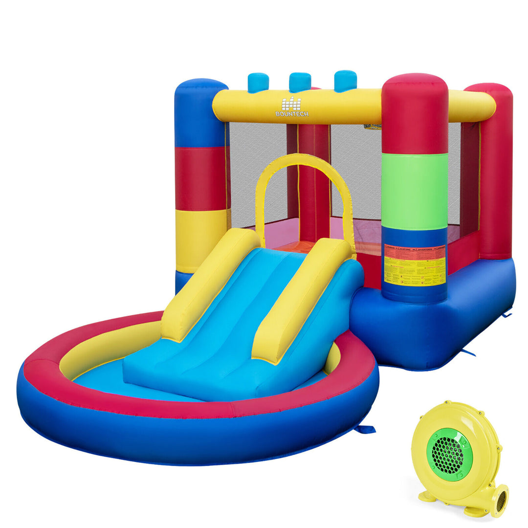 4-in-1 Inflatable Bounce House Colorful Kids Bouncy w/ Ocean Balls and 480W Blower Image 10