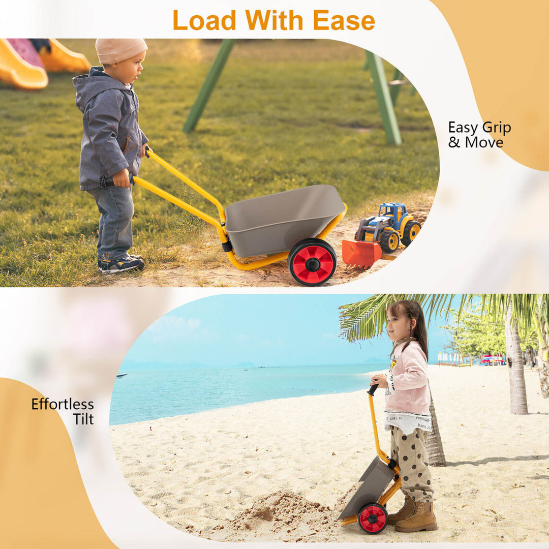 Kids Wheelbarrow Outdoor Children Metal Toy w/ Non-Slip Handle Image 6