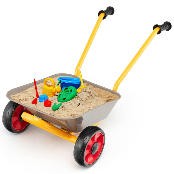 Kids Wheelbarrow Outdoor Children Metal Toy w/ Non-Slip Handle Image 9