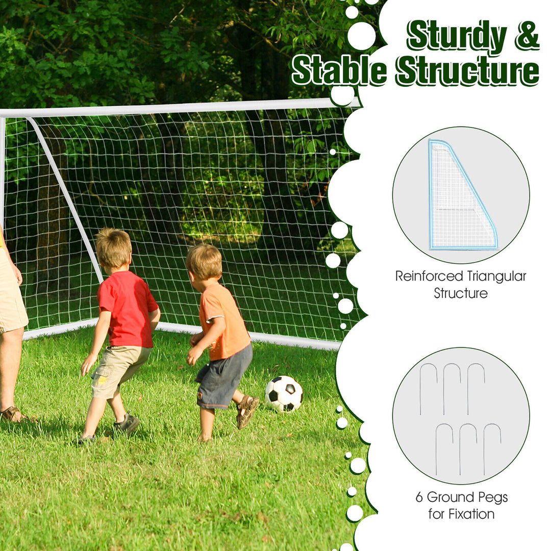 12 x 6FT All-Weather Soccer Goal w/Strong UPVC Frame Kids Adults Soccer Practice Image 3