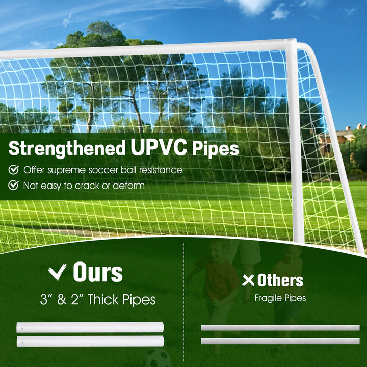 12 x 6FT All-Weather Soccer Goal w/Strong UPVC Frame Kids Adults Soccer Practice Image 4