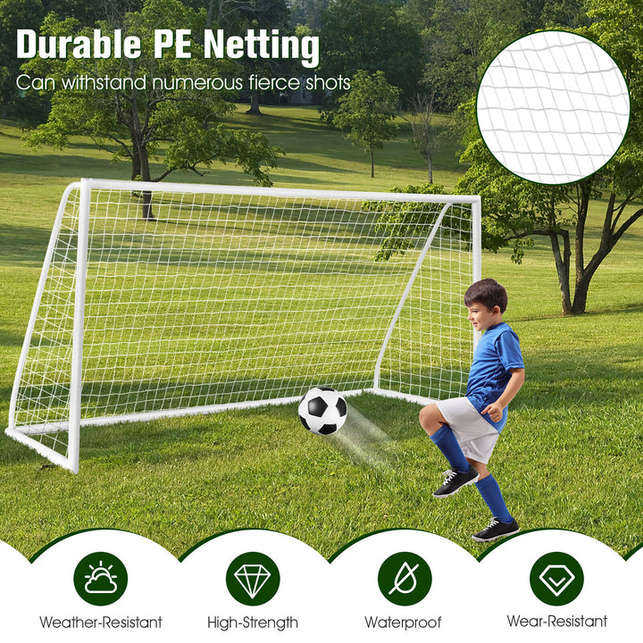 12 x 6FT All-Weather Soccer Goal w/Strong UPVC Frame Kids Adults Soccer Practice Image 4