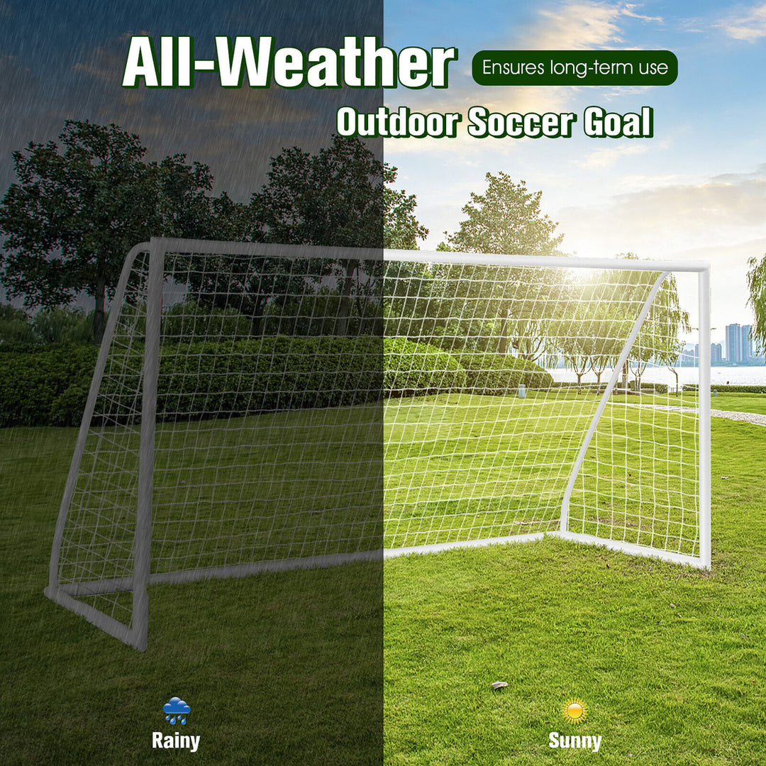 12 x 6FT All-Weather Soccer Goal w/Strong UPVC Frame Kids Adults Soccer Practice Image 7