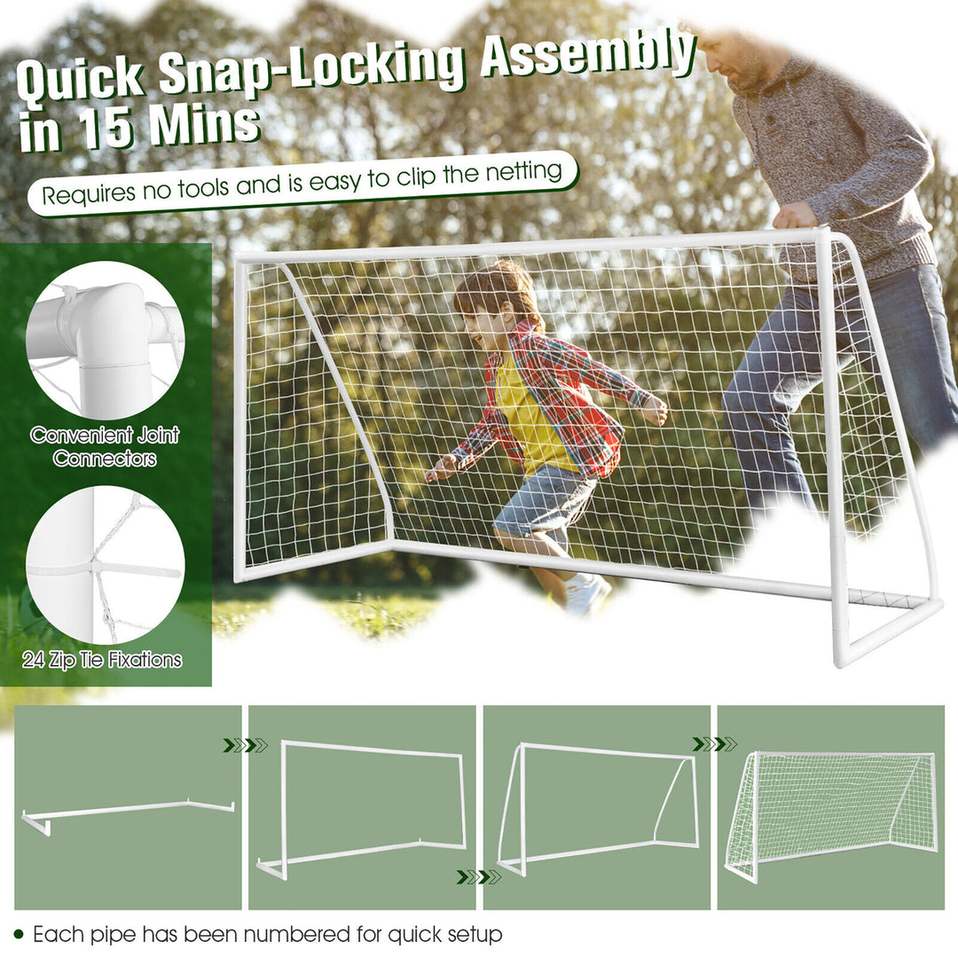 12 x 6FT All-Weather Soccer Goal w/Strong UPVC Frame Kids Adults Soccer Practice Image 8