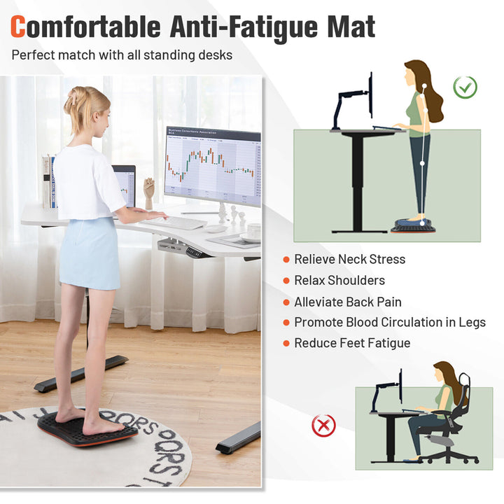 Anti Fatigue Wobble Balance Board Mat w/ Massage Points for Standing Desk Workout Image 3