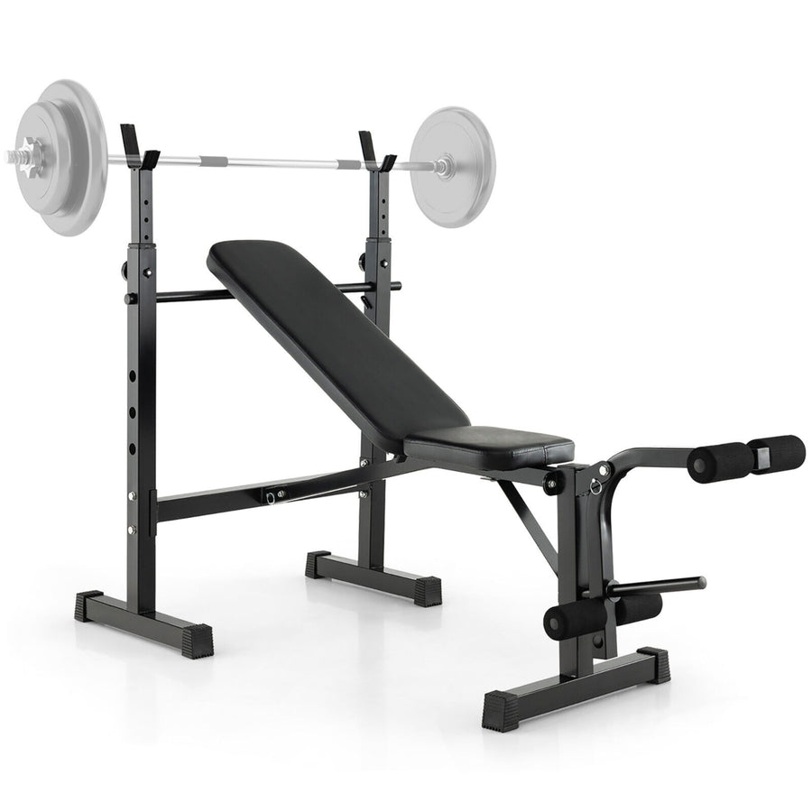 Adjustable Incline Weight Bench Barbell Rack Set w/ Leg Developer Fitness Machine Image 1