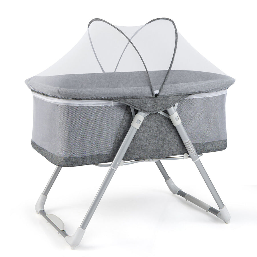 2-in-1 Stationary and Rock Bassinet Portable Travel Cradle w/ Mattress and Net Image 1