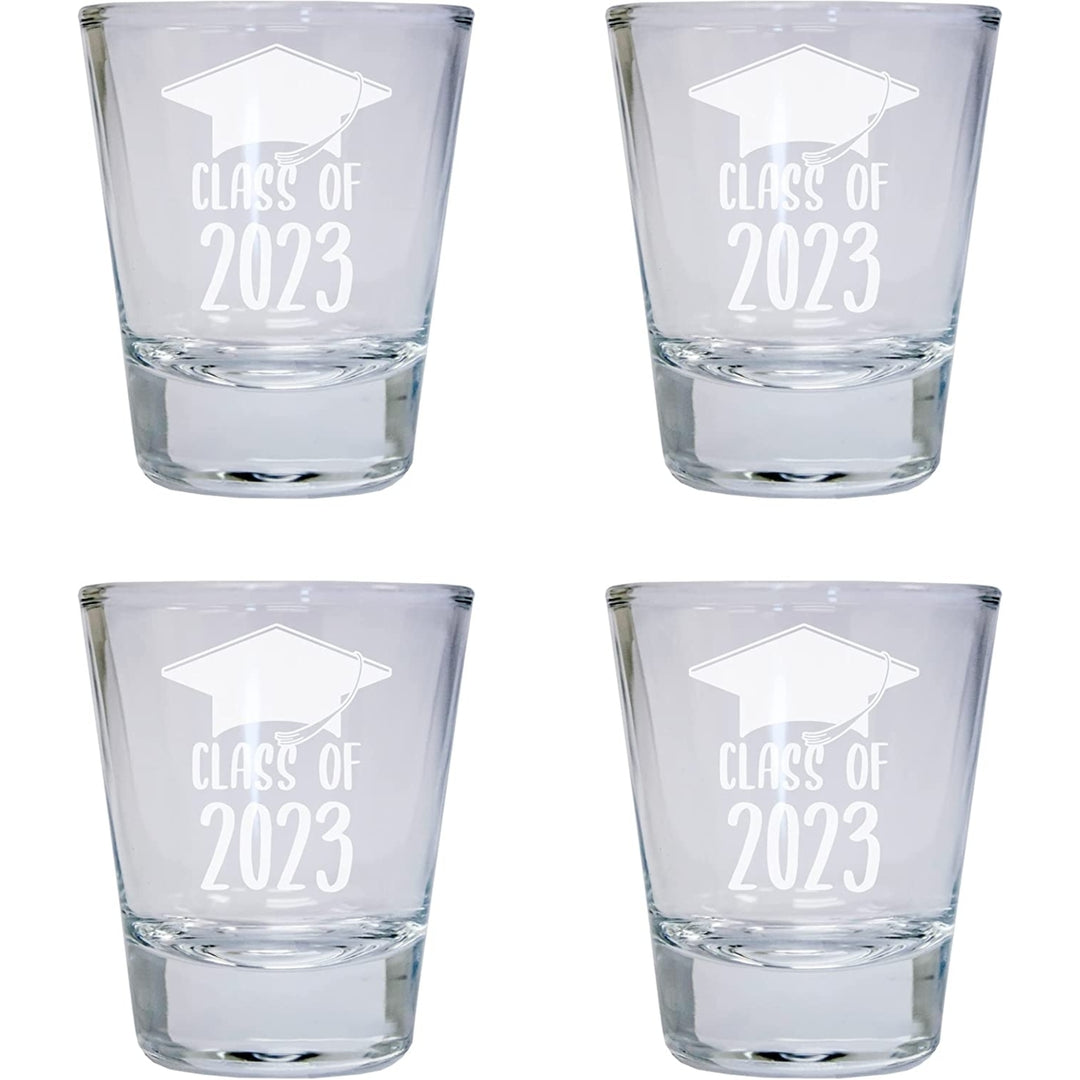 Class of 2023 Grad 2 Ounce Etched Round Shot Glass Image 1