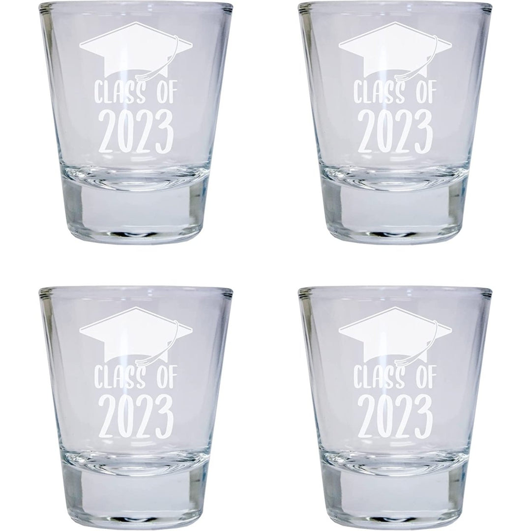 Class of 2023 Grad 2 Ounce Etched Round Shot Glass Image 1