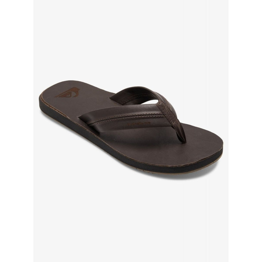 Quiksilver Carver Natural Leather Flip Flop Sandals Brown AQYL101088-XCCC Size 10 Image 1