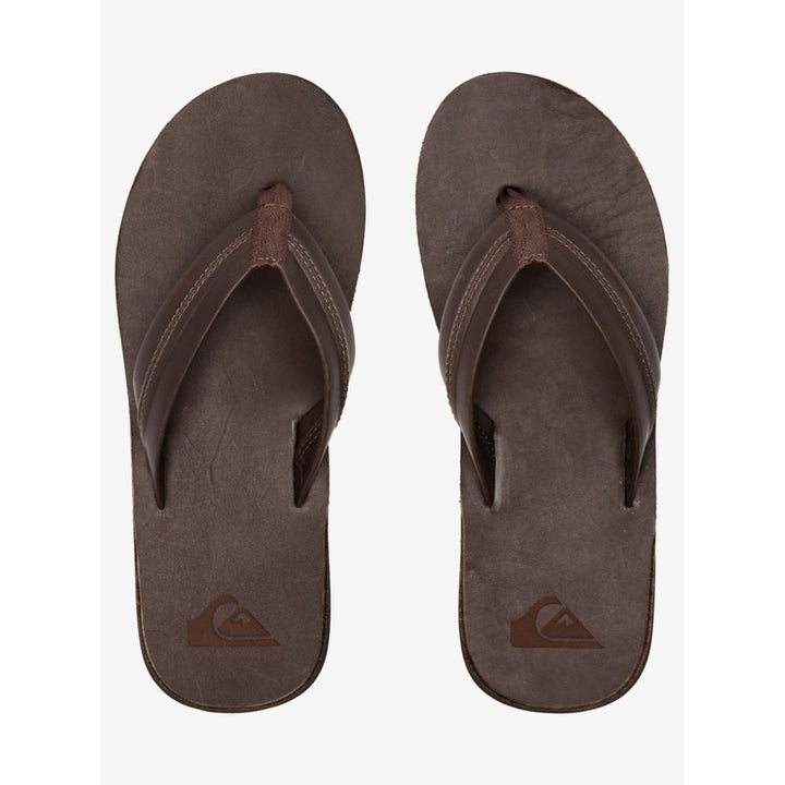 Quiksilver Carver Natural Leather Flip Flop Sandals Brown AQYL101088-XCCC Size 10 Image 3