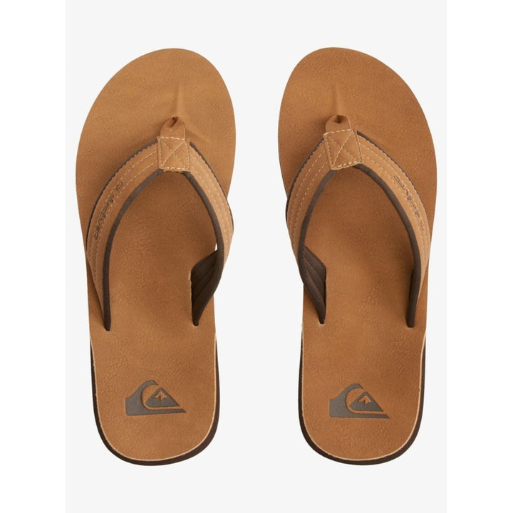 Quiksilver Carver Nubuck Flip Flop Sandals Tan Size 11 AQYL100623-TKD6 Image 4