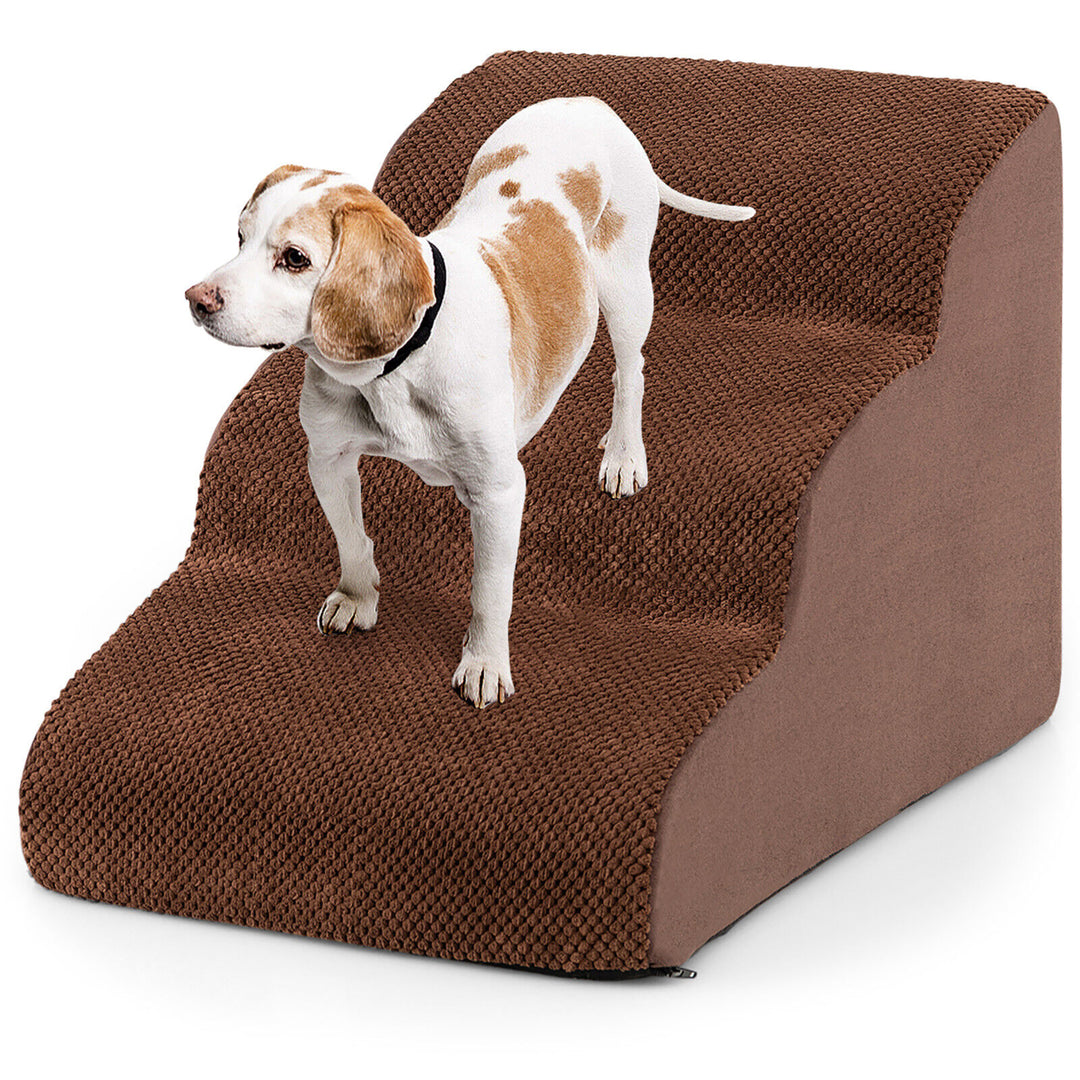 3 Tiers Foam Dog Ramps/Steps Non-Slip Dog Steps for Beds Or Couches Coffee Image 10