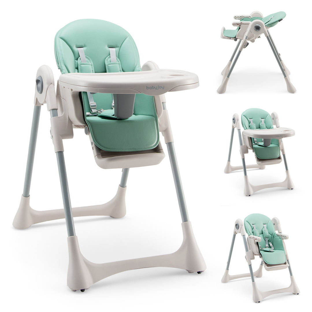 Baby High Chair Folding Baby Dining Chair w/ Adjustable Height and Footrest Image 4