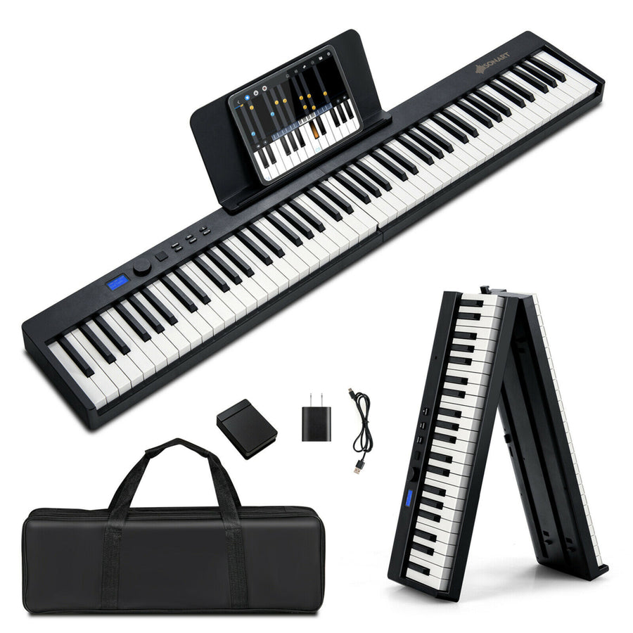 88-Key Folding Electric Piano Keyboard Semi Weighted Full Size MIDI Image 1