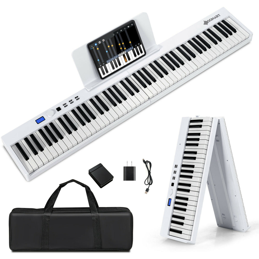 88-Key Folding Electric Piano Keyboard Semi Weighted Full Size MIDI Image 2