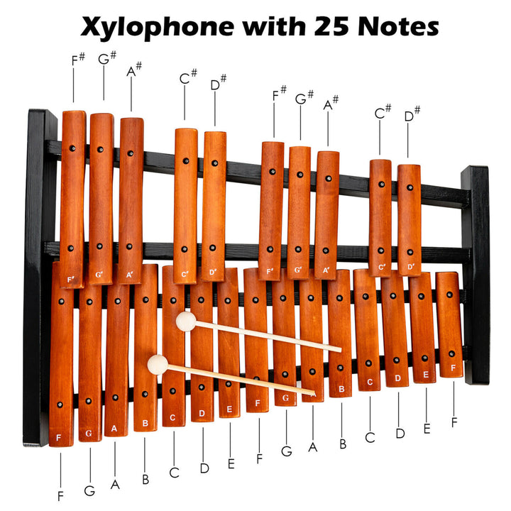 25 Note Xylophone Wooden Percussion Educational Instrument w/ 2 Mallets Image 7