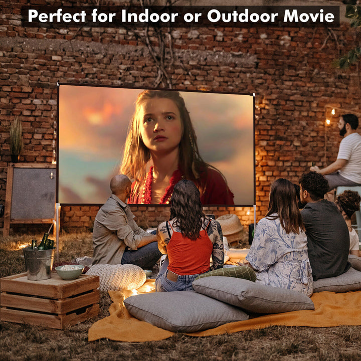 100 Projector Screen w/ Stand 16:9 HD 4K Indoor Outdoor Projection Movie Screen Image 4