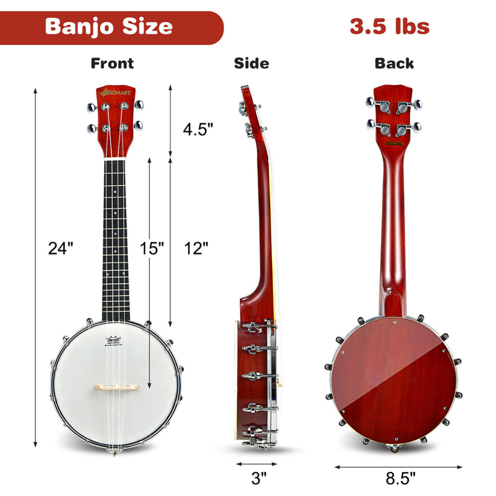 24 4-String Banjo Ukulele Remo Drumhead Gig Bag for Kid Adult Beginner Image 2
