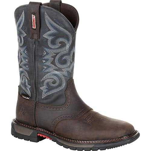 Rocky Womens 10" Original Rise FLX Waterproof Western Boot Chocolate/Midnight Blue - RKW0285 ONE SIZE CHOCOLATE AND Image 1