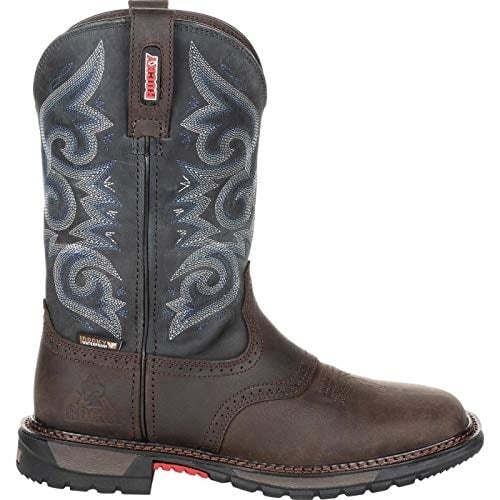 Rocky Womens 10" Original Rise FLX Waterproof Western Boot Chocolate/Midnight Blue - RKW0285 ONE SIZE CHOCOLATE AND Image 4