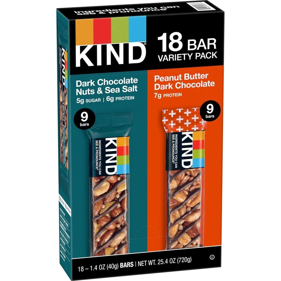 KIND Snack Bars Variety Pack: Dark Choco and Sea Salt P.B. Dark Chocolate (18 Ct) Image 1