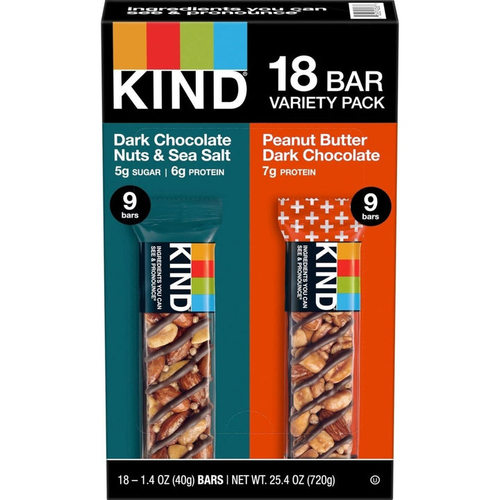 KIND Snack Bars Variety Pack: Dark Choco and Sea Salt P.B. Dark Chocolate (18 Ct) Image 2