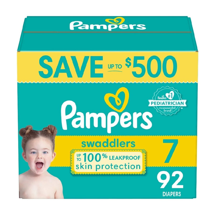 Pampers Swaddlers Softest Ever Diapers Size 7 (41+ Pounds) 92 Count Image 1