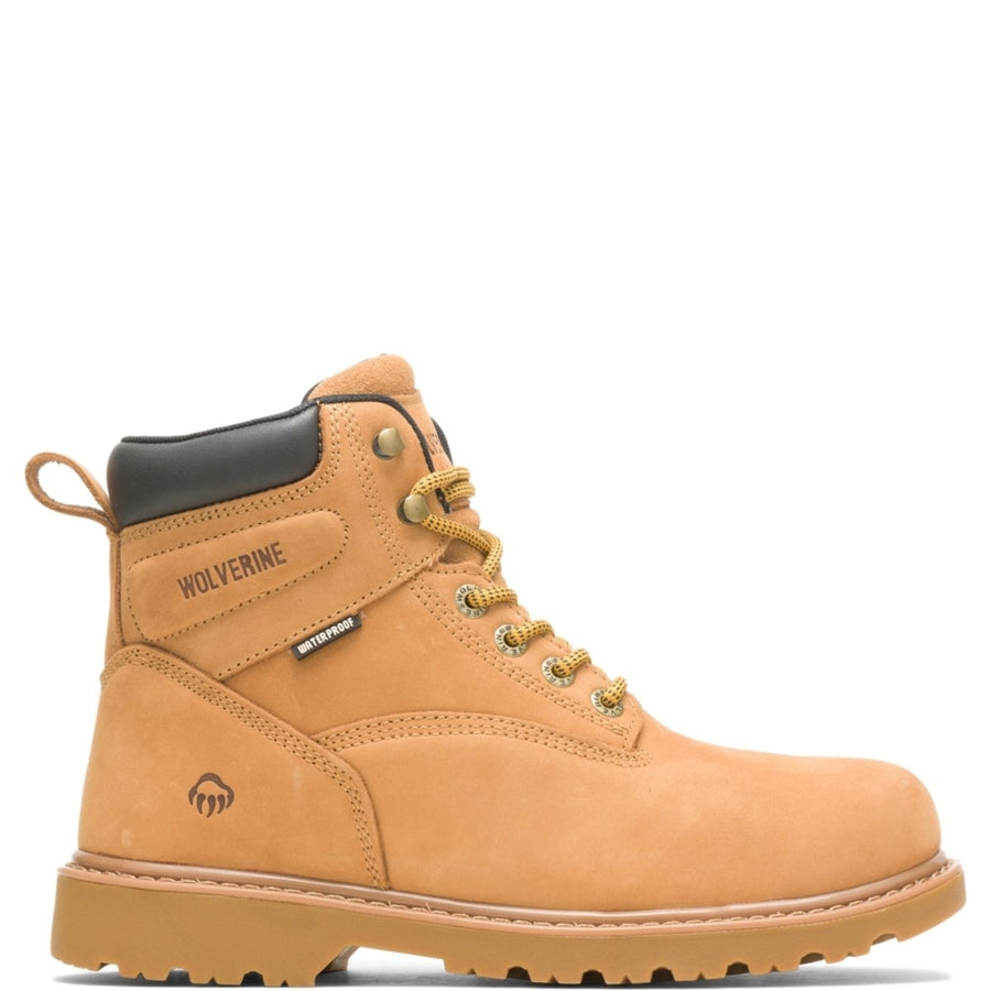 WOLVERINE Mens Floorhand 6" Waterproof Soft Toe Work Boot Wheat - W10642  WHEAT Image 1