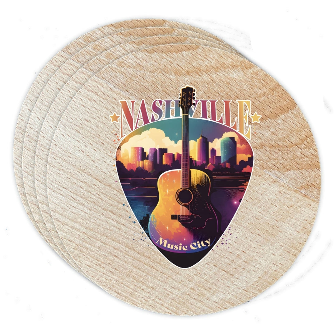 Nashville Tennessee Music City Souvenir Coaster Wooden 3.5 x 3.5-Inch White Image 1