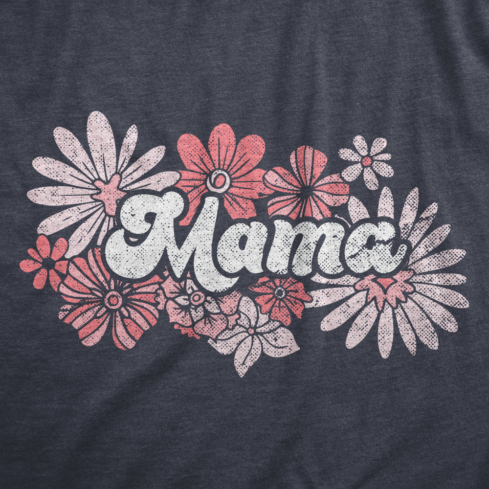 Womens Floral Mama T Shirt Funny Cute Vintage Mothers Day Flower Gift Tee For Ladies Image 2