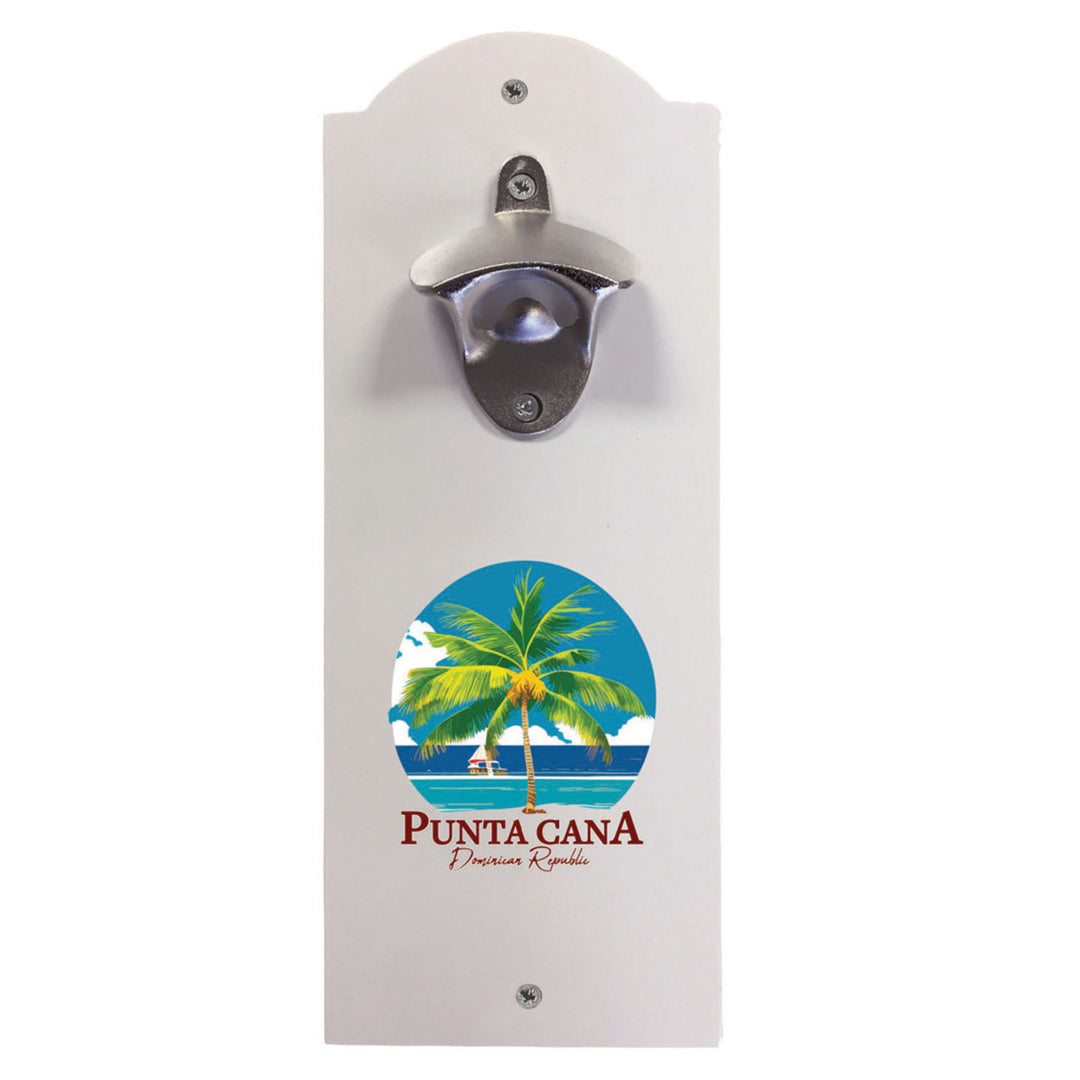 Punta Cana Dominican Republic Souvenir Wall mounted bottle opener PALM white Image 1