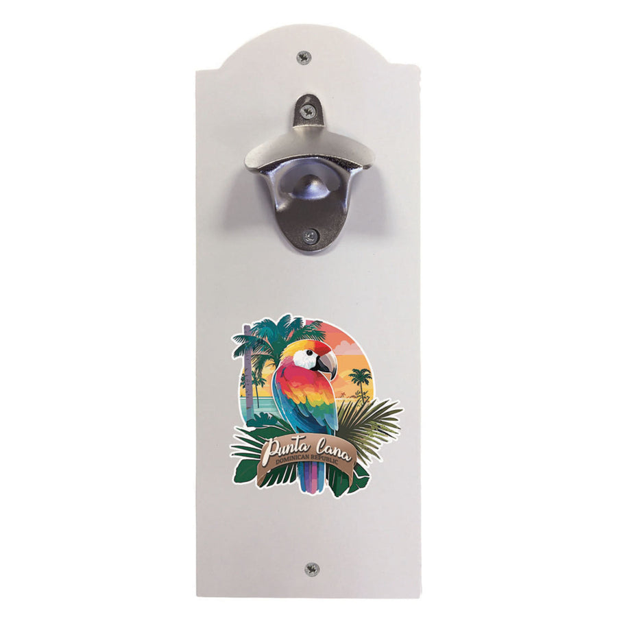 Punta Cana Dominican Republic Souvenir Wall mounted bottle opener PARROT1 white Image 1