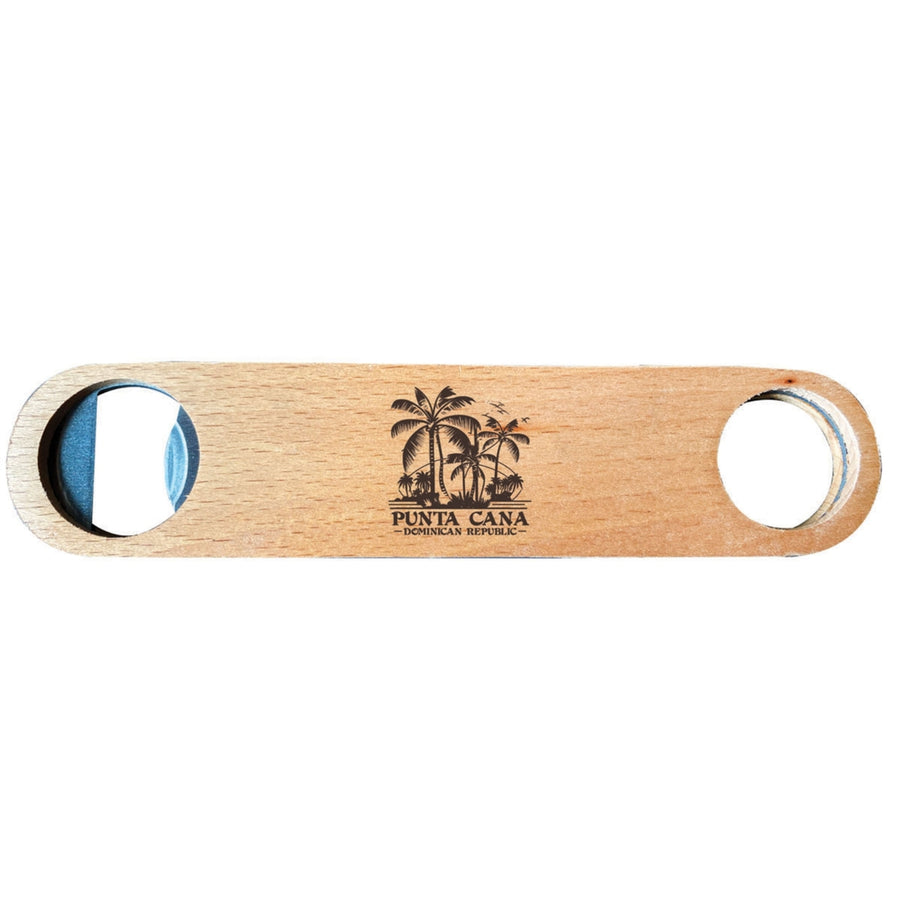 Punta Cana Dominican Republic Souvenir Etched Magnetic Wooden Bottle Opener PALM Design1 Image 1