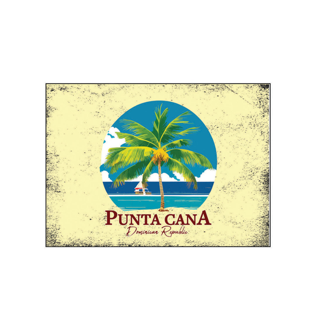 Punta Cana Dominican Republic Souvenir Wood Sign with frame 5x7 PALM Image 1