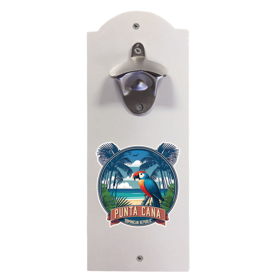 Punta Cana Dominican Republic Souvenir Wall mounted bottle opener PARROT2 white Image 1