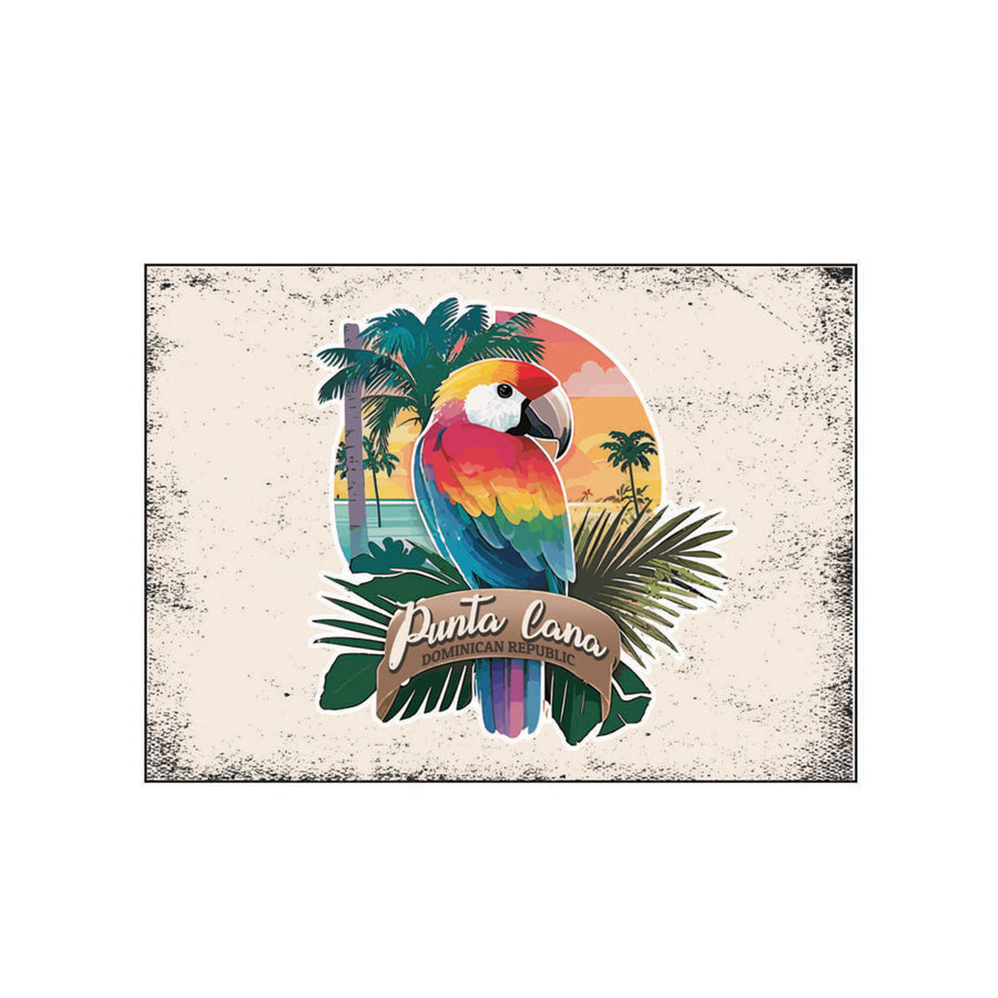 Punta Cana Dominican Republic Souvenir Wood Sign with frame 5x7 PARROT1 Image 1