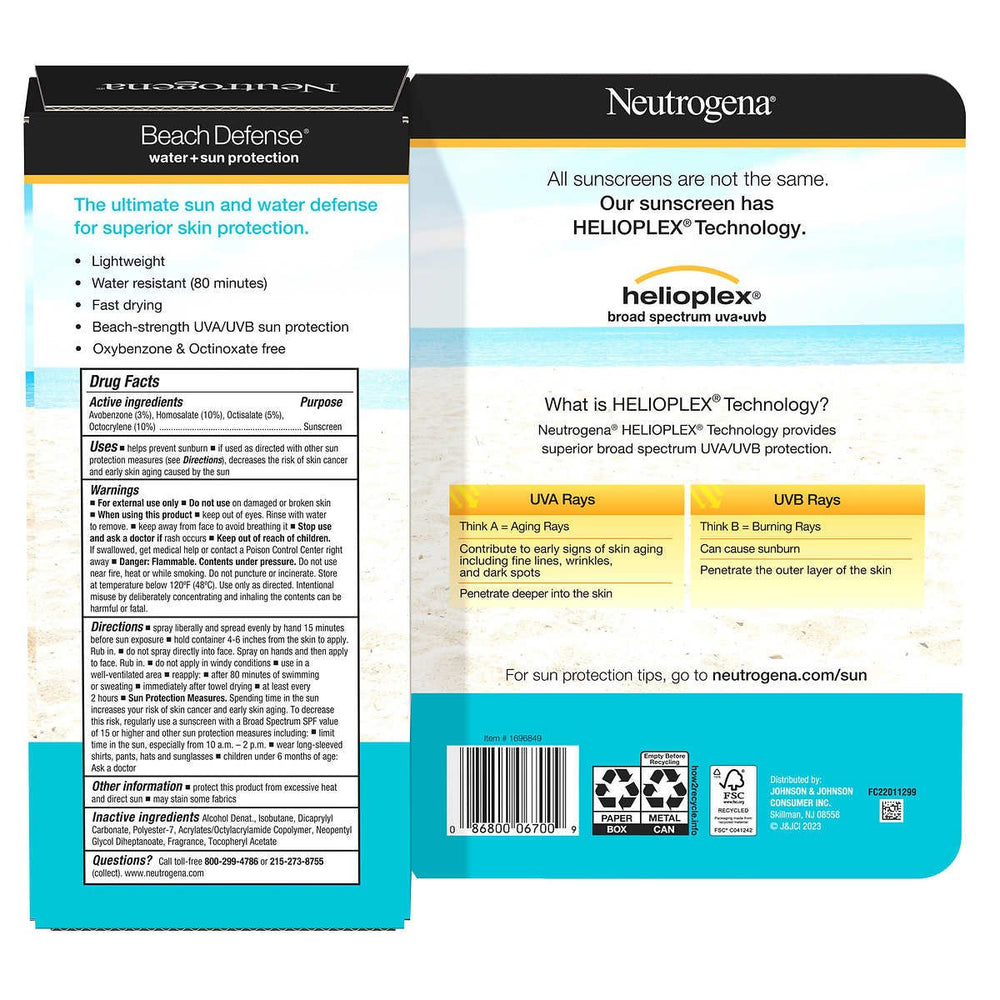 Neutrogena Beach Defense Sunscreen Spray SPF 60+ 8.5 Ounce (Pack of 2) Image 2