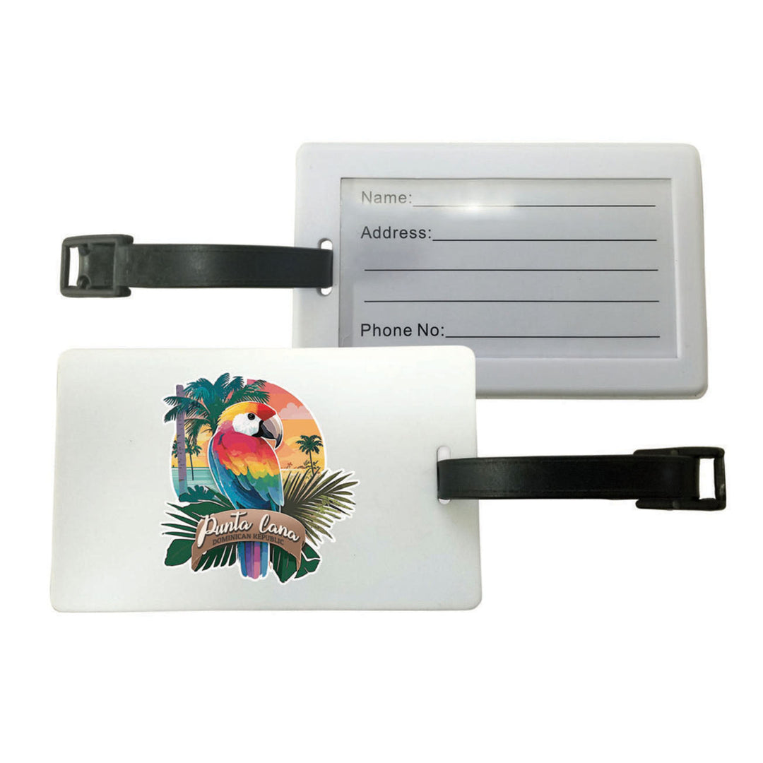 Punta Cana Dominican Republic Souvenir Luggage Tag 2-Pack Parrot Image 1